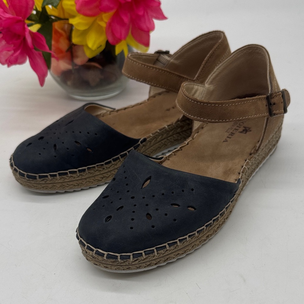 Cuoieria Women’s Black Espadrille Ankle Strap Flats EU Size 37 ESP9486